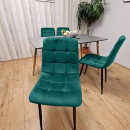 KOSY KOALA Wooden Grey Dining Set with 4 Green Velvet Chairs - thumbnail 9