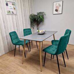 KOSY KOALA Wooden Grey Dining Set with 4 Green Velvet Chairs - thumbnail 8