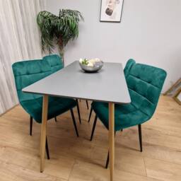 KOSY KOALA Wooden Grey Dining Set with 4 Green Velvet Chairs - thumbnail 6