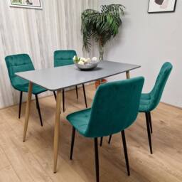 KOSY KOALA Wooden Grey Dining Set with 4 Green Velvet Chairs - thumbnail 5