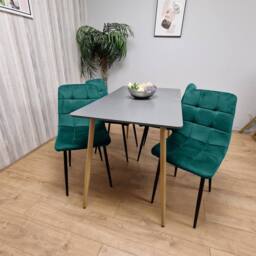 KOSY KOALA Wooden Grey Dining Set with 4 Green Velvet Chairs - thumbnail 7