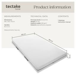 tectake 2-In-1 Mattress Sky 2 Firmness Levels, 3D Mesh Surface - 100 X 190 Cm in White - Size: Single - thumbnail 6
