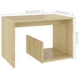 Berkfield Home Side Table Sonoma Oak 59x36x38 cm Engineered Wood in Brown - Size: 59 x 36 x 38 cm - thumbnail 6
