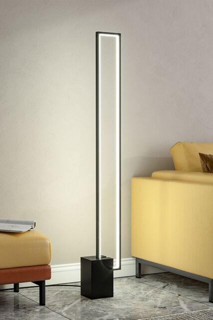 Living and Home Metal Rectangular LED Floor Lamp with Black Base - image 1