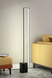 Living and Home Metal Rectangular LED Floor Lamp with Black Base - thumbnail 1