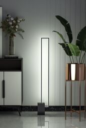 Living and Home Metal Rectangular LED Floor Lamp with Black Base - thumbnail 3