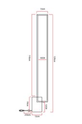 Living and Home Metal Rectangular LED Floor Lamp with Black Base - thumbnail 4