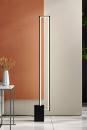 Living and Home Metal Rectangular LED Floor Lamp with Black Base - thumbnail 2