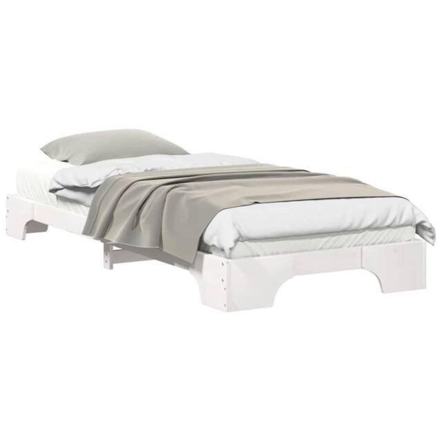 Berkfield Home Stylish Floor Bed Frame with Storage White 90 x 210 cm Wood - image 1
