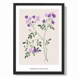 ARTZE Purple Vinca Plant Flower Market Minimalist Framed Print SIZE: A2 with Black Frame - Size: A4 - thumbnail 1