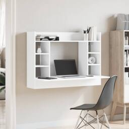 Berkfield Home Wall-Mounted Desk White 105x48x75 cm Engineered Wood - Size: 105 x 48 x 75 cm - thumbnail 3