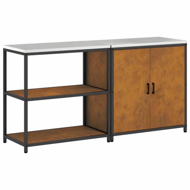 Berkfield Home with Shelf with Storage with Door Adjustable 2 pcs Rusty Weatheri in Brown - image 1