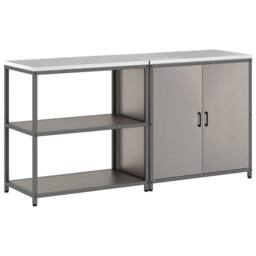 Berkfield Home with Shelf with Storage with Door Adjustable 2 pcs Rusty Weatheri in Brown - thumbnail 9