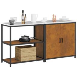 Berkfield Home with Shelf with Storage with Door Adjustable 2 pcs Rusty Weatheri in Brown - thumbnail 3