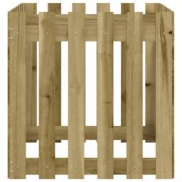 Berkfield Home Garden Planter with Fence Design 60x60x60 cm Impregnated Wood Pine in Brown - Size: 60 x 60 x 60 cm - thumbnail 5