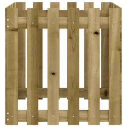 Berkfield Home Garden Planter with Fence Design 60x60x60 cm Impregnated Wood Pine in Brown - Size: 60 x 60 x 60 cm - thumbnail 6