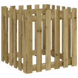 Berkfield Home Garden Planter with Fence Design 60x60x60 cm Impregnated Wood Pine in Brown - Size: 60 x 60 x 60 cm