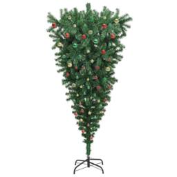 Berkfield Home Upside-down Artificial Pre-lit Christmas Tree with Ball Set in Green - thumbnail 5