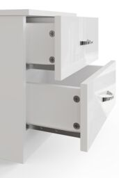 FWStyle Chilton 2 Drawer Bedside Table Chest White Gloss (H) 46 (W) 45 (D) 40cm - thumbnail 4