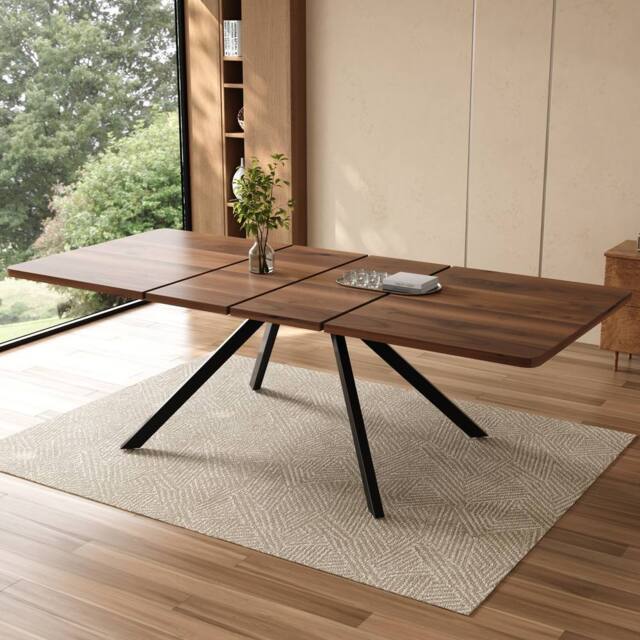 ModernLuxe Extendable dining table 160-240cm for 6-10 people with metal legs in Walnut - image 1