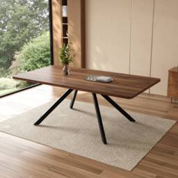 ModernLuxe Extendable dining table 160-240cm for 6-10 people with metal legs in Walnut - thumbnail 3