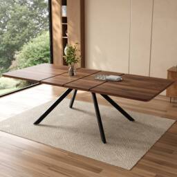 ModernLuxe Extendable dining table 160-240cm for 6-10 people with metal legs in Walnut - thumbnail 1