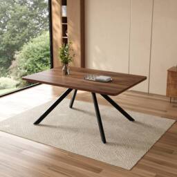 ModernLuxe Extendable dining table 160-240cm for 6-10 people with metal legs in Walnut - thumbnail 4