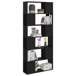 Berkfield Home Classic Book Cabinet Room Divider Black 80x24x186 cm Engineered Wood - Size: 80 x 24 x 186 cm - thumbnail 5