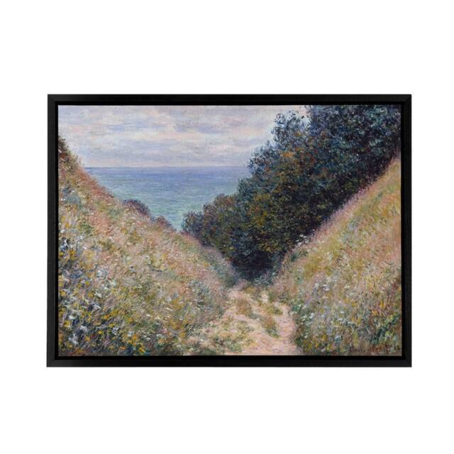 "Artery8 Claude Monet Road At La Cavee Pourville Framed Canvas Wall Art Print - Size: W12"" x H16""" - image 1