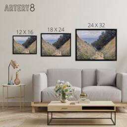 "Artery8 Claude Monet Road At La Cavee Pourville Framed Canvas Wall Art Print - Size: W12"" x H16""" - thumbnail 4