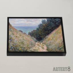 "Artery8 Claude Monet Road At La Cavee Pourville Framed Canvas Wall Art Print - Size: W12"" x H16""" - thumbnail 2