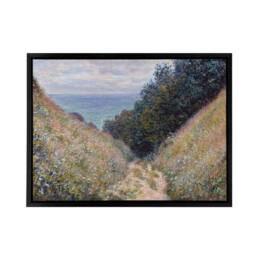 "Artery8 Claude Monet Road At La Cavee Pourville Framed Canvas Wall Art Print - Size: W12"" x H16""" - thumbnail 1