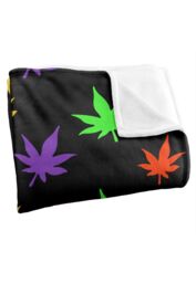 JQ Licensing James Piazza Neon Marijuana Pot Leaves Pattern Silky Touch Super Soft Throw Blanket 152 X 127 cm in White - thumbnail 3