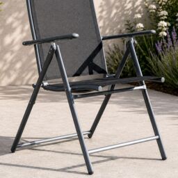 Samuel Alexander Outdoor Garden Patio Multi Position Reclining Folding Chair in Black & Silver in Grey - thumbnail 7