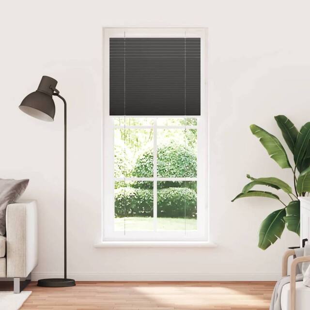 Berkfield Home Pleated Blind Black 90x200 cm Fabric Width 89.4 cm Polyester - image 1