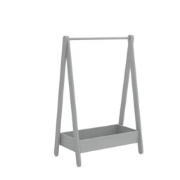 EONLION Grey Wooden Hanging Dress Up Clothes Rail Rack Display Stand Extra Storage Shelf - thumbnail 5