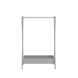 EONLION Grey Wooden Hanging Dress Up Clothes Rail Rack Display Stand Extra Storage Shelf - thumbnail 4