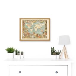 Artery8 Crane 1886 Pictorial Map British Empire World Colonial Brittania Artwork Framed Wall Art Print A4 in Light Oak - thumbnail 2