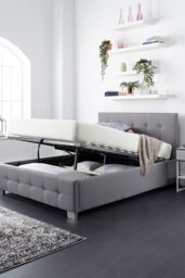 Aspire End Lift Ottoman Storage Bed, Grey Linen - Size: Double - thumbnail 2