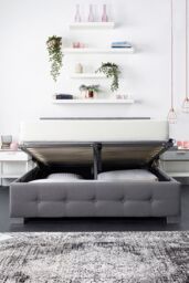 Aspire End Lift Ottoman Storage Bed, Grey Linen - Size: Double - thumbnail 4