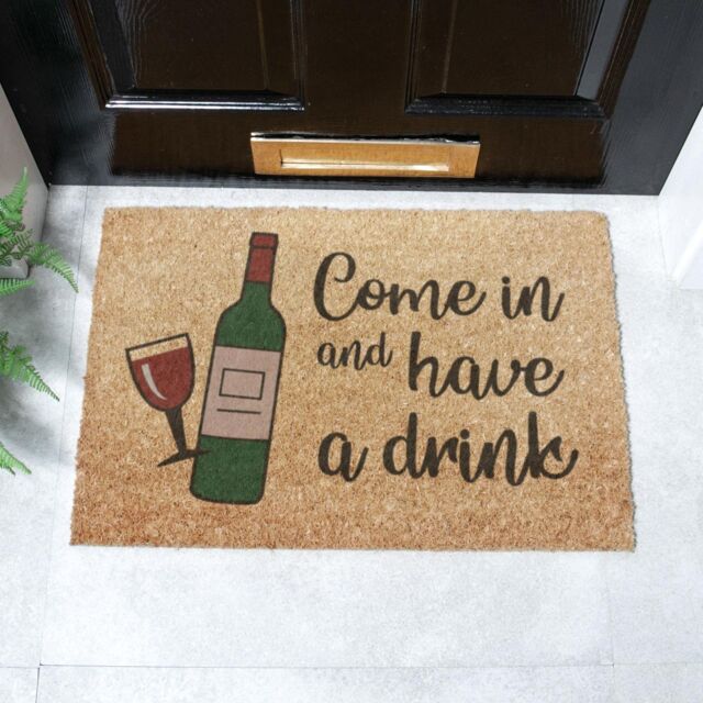 Artsy Mats Come In & Have A Drink Doormat (60 x 40cm) in Brown - Size: 40 cm x 60 cm - image 1