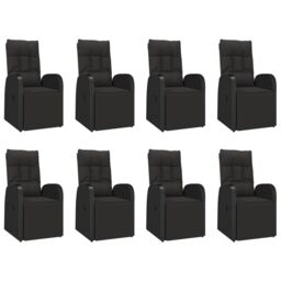Berkfield Home 9 Piece Garden Dining Set Black Poly Rattan&Solid Wood Acacia - thumbnail 4