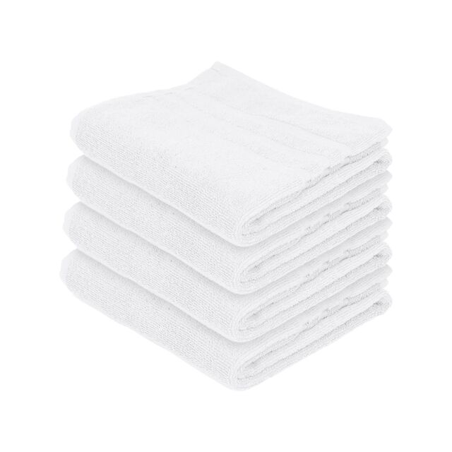Nicola Spring Cotton Hand Towels - 90cm x 50cm - Pack of 4 in White