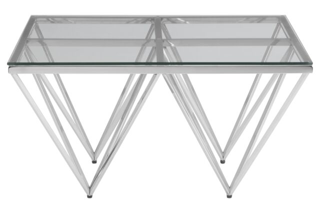 Orsina Sleek Spike Base Coffee Table, Silver Finish Modern Coffee Table For Livingroom, Durable Decorative Table - image 1
