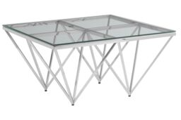 Orsina Sleek Spike Base Coffee Table, Silver Finish Modern Coffee Table For Livingroom, Durable Decorative Table - thumbnail 3