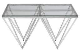 Orsina Sleek Spike Base Coffee Table, Silver Finish Modern Coffee Table For Livingroom, Durable Decorative Table - thumbnail 6