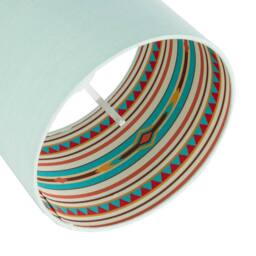 Happy Homewares Pale Duck Egg Linen Shade with Vibrant Colourful Inner Aztec Design in Duck Egg Blue - Size: 10 inches - thumbnail 5