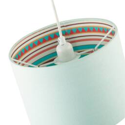 Happy Homewares Pale Duck Egg Linen Shade with Vibrant Colourful Inner Aztec Design in Duck Egg Blue - Size: 10 inches - thumbnail 3