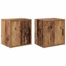 Berkfield Home Durable Garage Wall Cabinets 2 pcs Old Wood Engineered Wood in Brown - thumbnail 2