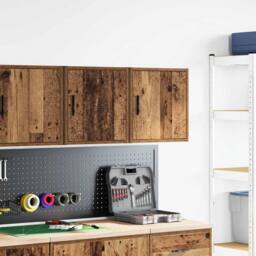 Berkfield Home Durable Garage Wall Cabinets 2 pcs Old Wood Engineered Wood in Brown - thumbnail 1